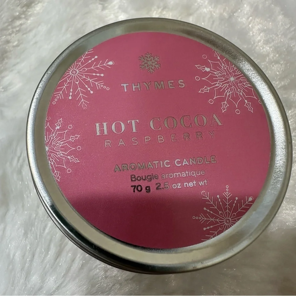 Thymes Hot Cocoa Raspberry Travel Tin Candle 2.5 oz GIFT